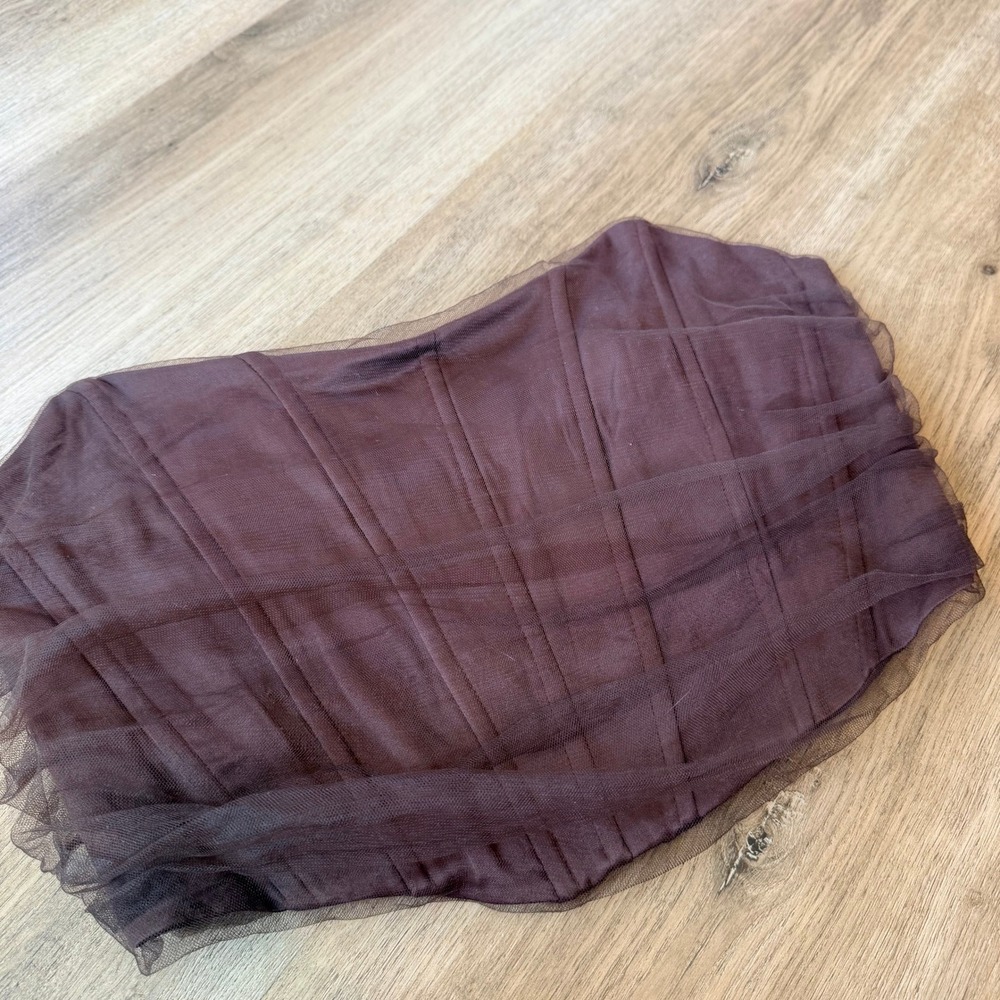 Zara Brown Tulle Mesh Corset Top Boning Side Zip Womens Size Small - Picture 2 of 5